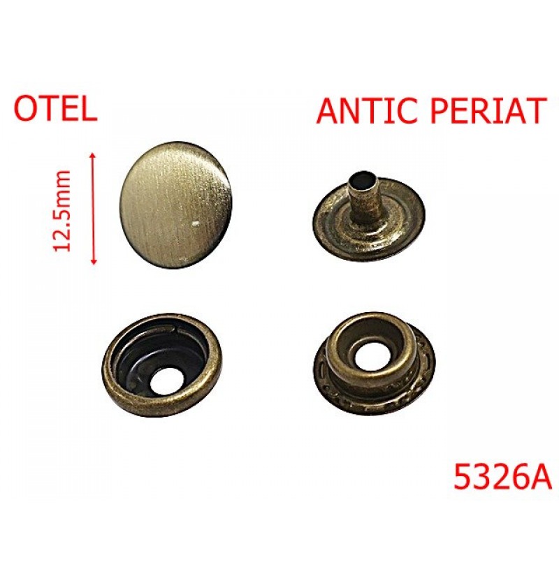 5326A/Buton Manusa Pentru Articole Din Piele-12.5-mm-otel--antic periat-----