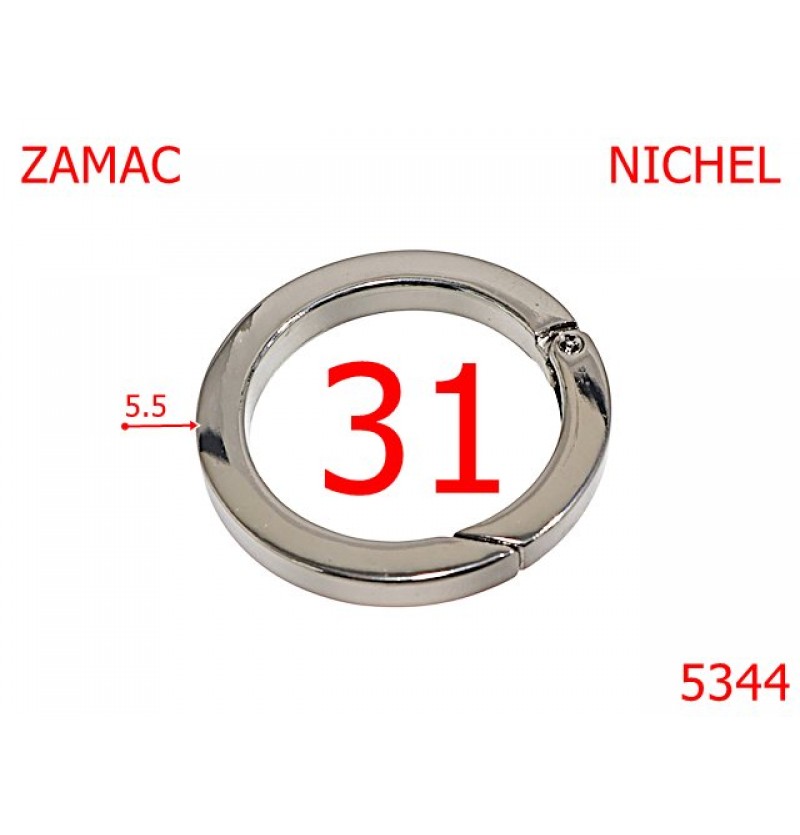 5344/Inel Carabina Rotund Pentru Marochinarie-31-mm-zamac--nichel--23D1
