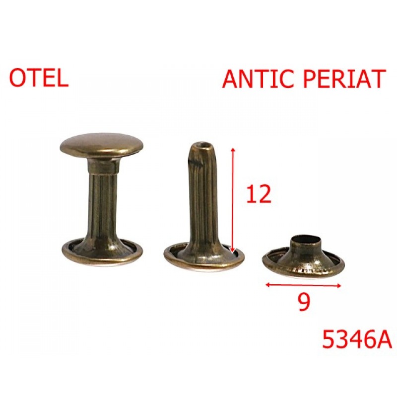 5346A/Rivet Dublu Cu Picior De 12 Mm-9-mm-otel--antic periat-----