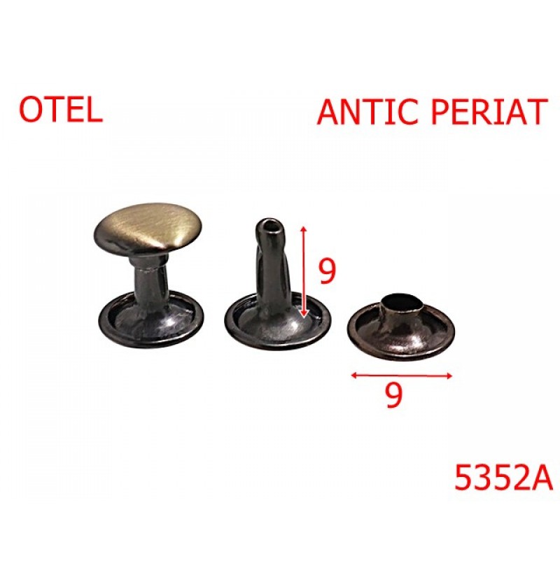 5352A/Rivet Dublu Cu Picior De 9 Mm-9-mm-otel--antic periat-----