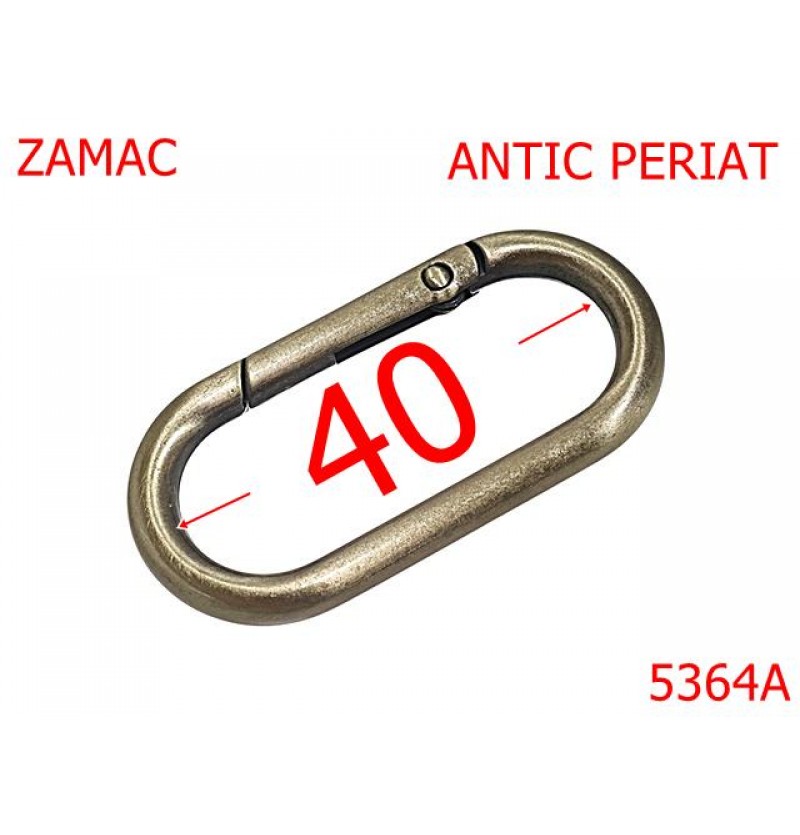 5364A/Inel Carabina Oval Pentru Genti-40-mm-zamac--antic periat-----