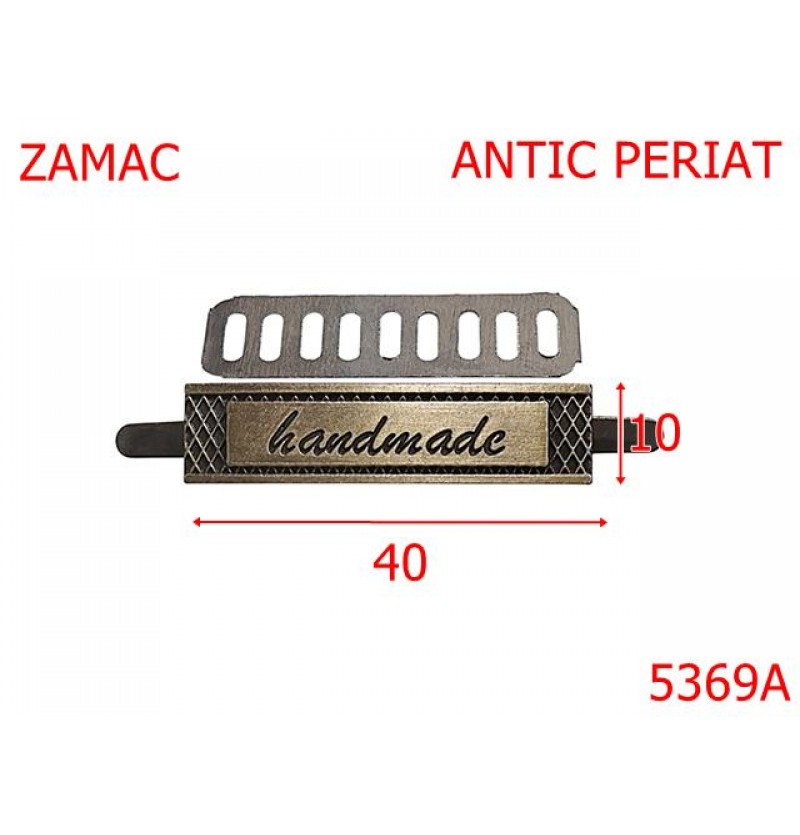 5369A/Placuta Ornamentala Personalizata-40X10-mm-zamac--antic periat-----