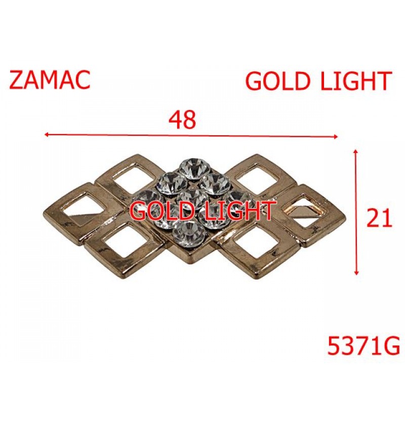 5371G/Ornament Cu Strass Pentru Pielarie -48X21-mm-zamac--gold light-----