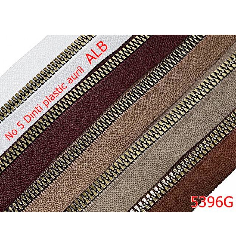 5396G/Fermoar Plastic Dinti Auri Injectati-NO5----alb-----