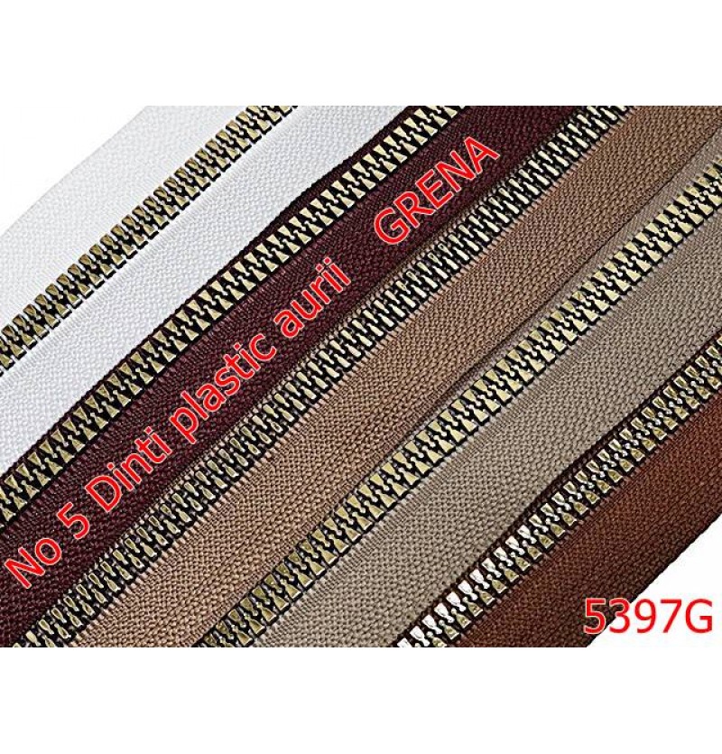 5397G/Fermoar Plastic Dinti Auri Injectati-NO5----grena -----