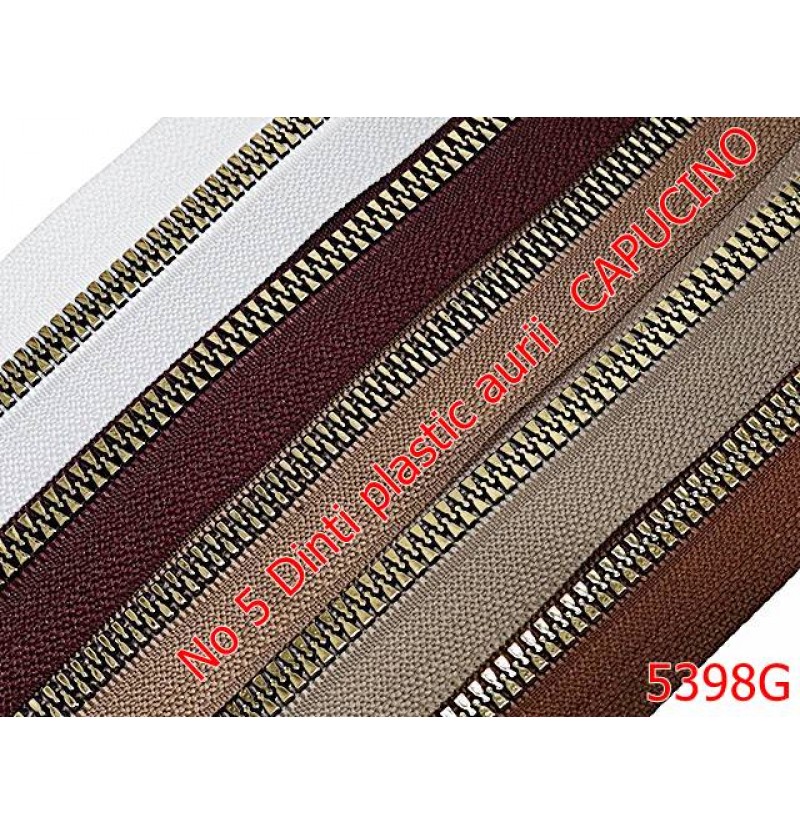 5398G/Fermoar Plastic Dinti Auri Injectati-NO5----capucino-----