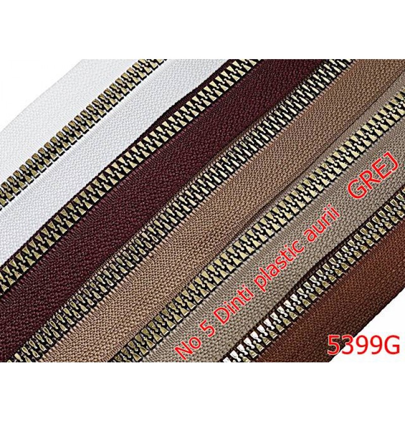 5399G/Fermoar Plastic Dinti Auri Injectati-NO5----grej-----