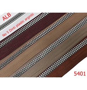 5401/Fermoar Plastic Dinti Argintii  Injectati-NO5----alb-----