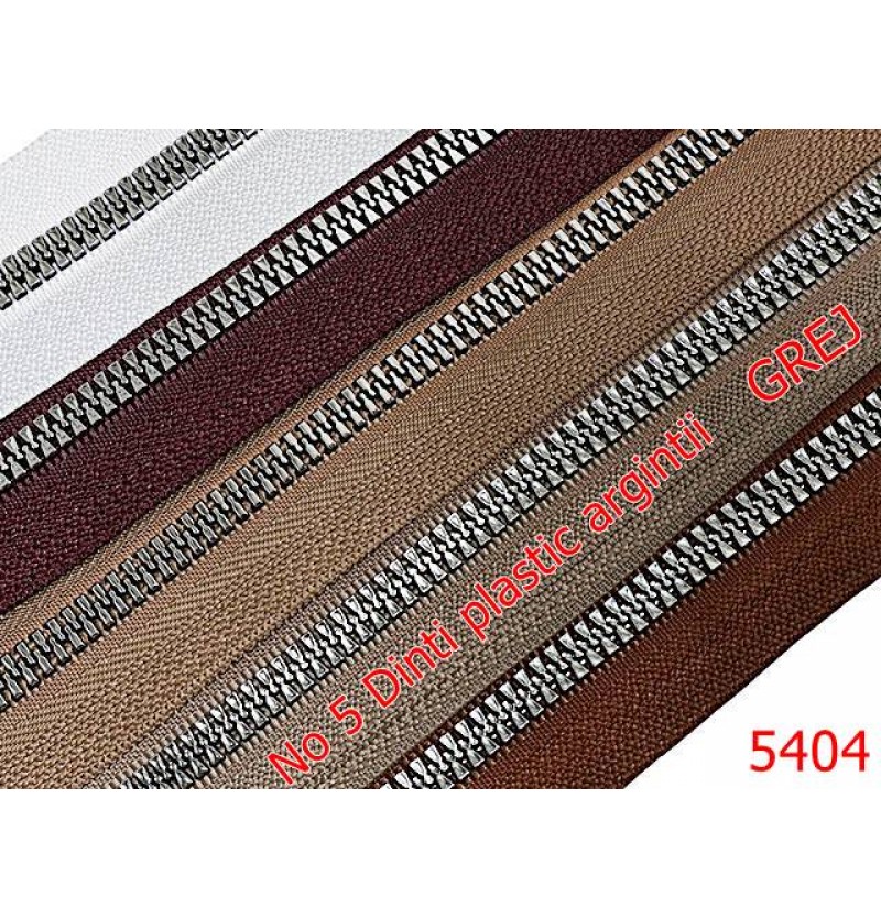 5404/Fermoar Plastic Dinti Argintii  Injectati-NO5----grej-----