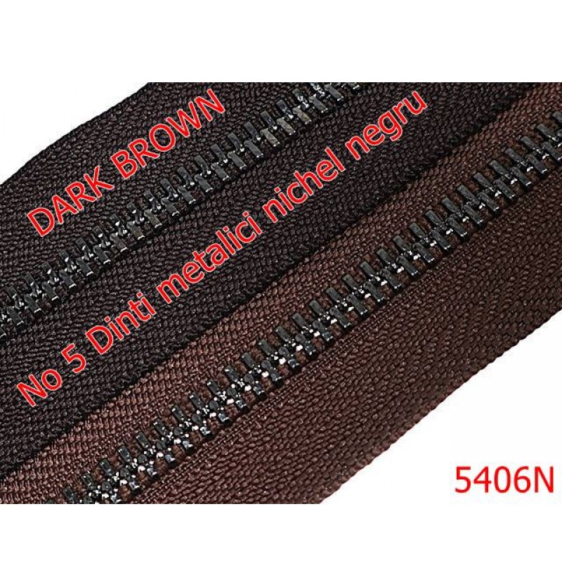 5406N/Fermoar Dinti Nichel Negru  Metalici-NO5----dark brown-----